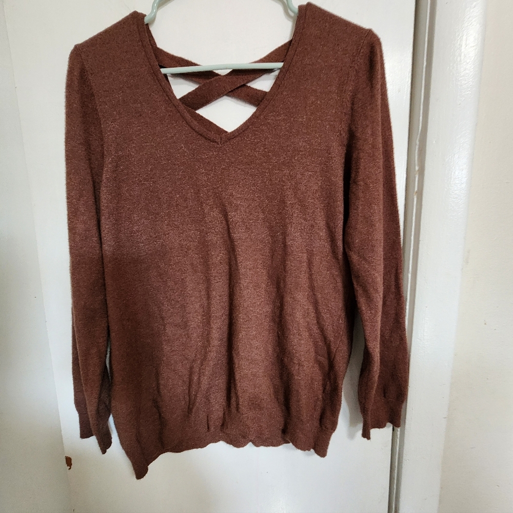 Love Brown V-Neck Sweater